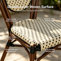 Chaise d'extérieur rétro en plastique tressé, chaise de jardin, chaise de café et de restaurant en aluminium