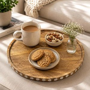 Assiette de service et plateau en bois d'acacia faits à la main, gravés, design nordique, jetables, pour fromage, pain, cadeaux, décorations de table - Product Image 5