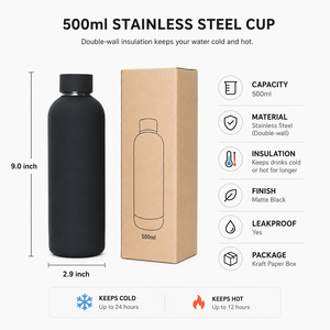 Custom Logo 500ml Drink <b>Bottle</b> Stainless Steel Double Wall Vaccum <b>Flask</b> Thermal Rubber Paint Matte Sports Water <b>Bottle</b> - Product Image 6