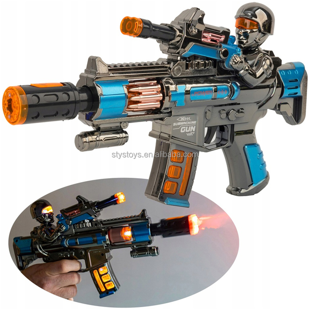 Electric Flashing Light-up Gun Toy Battery Operated Simulation Submachine Gun with Spray Function