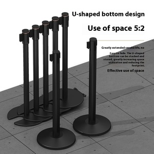 Giao thông thuận tiện giao thông rào cản có thể thu vào hàng đợi dòng rào cản với hình chữ U Stackable cơ sở & kim loại bánh xe - Product Image 1