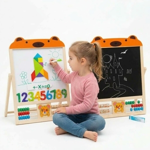 Lavagna Magnetica Bifacciale Personalizzata in Legno Massello per Bambini con Abaco, Orologio e Tavola per <span class=keywords><strong>Disegno</strong></span> Alfabeto Arabo - Product Image 3
