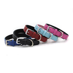 Collar de Perro de Cuero Auténtico de Lujo Mejorado con Forro de Neopreno, Nuevo Diseño Sólido y Ribete de Piel - Product Image 1