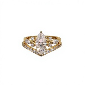 Anillo de Compromiso de Lujo con Diamante Cultivado en Laboratorio de 1.34 CT TDW, Corte Marquesa, Engaste de Garras, Oro Amarillo de 14K, con Diamante Principal de 1.00 CT - Product Image 1