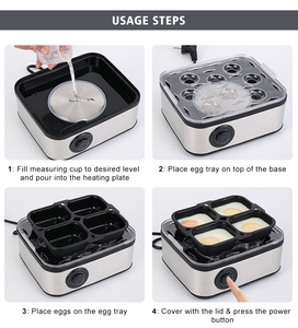 Produit OEM ODM, conception la plus récente, cuiseur à œufs multifonctionnel rapide pour la cuisine, cuiseur à œufs <span class=keywords><strong>carré</strong></span> en acier inoxydable noir - Product Image 6