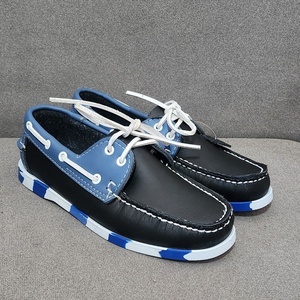 Mocassins et baskets de marche décontractées pour hommes en cuir de vache souple <span class=keywords><strong>bleu</strong></span> <span class=keywords><strong>marine</strong></span>, respirants, à lacets, style pieds nus, <span class=keywords><strong>chaussures</strong></span> <span class=keywords><strong>bateau</strong></span> d'été colorées - Product Image 3