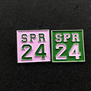 Greek sorority Delta เข็มกลัด24เข็มกลัดสี่เหลี่ยมสีแดงและสีขาว SPR 24ฤดูใบไม้ร่วง25 26 27 lapel PIN เครื่องประดับโลหะผสม - Product Image 4