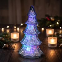 Ornements de Noël modernes en verre clignotants à piles AA, décorations de Noël à LED avec minuterie de 6 heures, respectueux de l'environnement, pour le salon et la maison