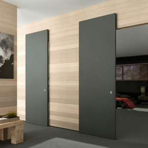 Puerta Corredera Oculta Moderna BASEN con Protección Contra Incendios, Puerta Interior de Madera Sólida Personalizable para Dormitorio - Product Image 2