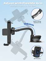 Support de téléphone pour voiture avec ventouse flexible et col de cygne, réglable multi-angles, pour tableau de bord et pare-brise