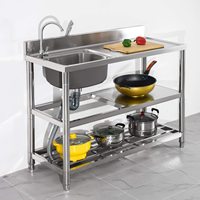 Évier portable double en acier inoxydable fait main avec pieds, personnalisable, vente en gros d'usine, pour l'extérieur