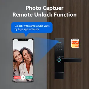 Tuya Wifi Digital Electronic Lock With Camera Smart Door Lock Fingerprint Camera Lock For Home Apartment Remotely Unlocking