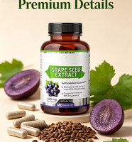 Emballage OEM, 180 capsules d'extrait de pépins de raisin, 400 mg, soutien antioxydant, santé immunitaire, complément alimentaire à base de plantes