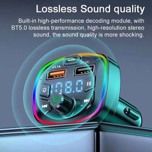 Q7 Wireless Car Charger FM Transmitter <b>Adapter</b> Dual <b>USB</b> PD Charger AUX Hands Free Car Fast Charger <b>Adapter</b> - Product Image 6