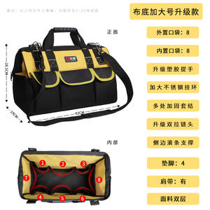 Pabrik Tas Perkakas OEM, Tas Perkakas 3-in-1 Tahan Air untuk Pria dengan Dasar Keras Anti Air, Warna Hitam - Product Image 6