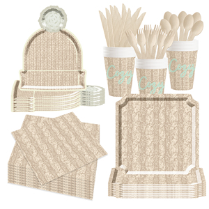 DAMAI Wholesale Paper Plate Set Disposable Paper Plate Cup Banner Knife and Fork Spoon Set for Party - Product Image 4