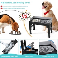Mignons et intelligents : Gamelles surélevées en acier inoxydable pour chiens, réglables sur 6 hauteurs, support double pliable et antidérapant pour gamelles à alimentation lente