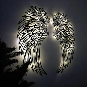 Vente en gros : 1 paire d'ailes avec lumières LED, décoration murale en métal, artisanat à suspendre pour la photographie - Product Image 3