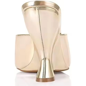 Nouvelle mode de sandales dorées à talons hauts de créateur de luxe sandales compensées d'été chics à bout ouvert pour femmes - Product Image 2
