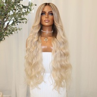 Perruque Blonde Body Wave HD Lace Front en Cheveux Humains Européens Remy, Sans Colle, Pré-Pluckée, Ligne de Cheveux Naturelle, Longue et Ondulée