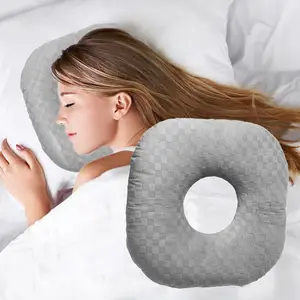 Kingworth Almohada De Dona Cnh Bảo Vệ Vòng Bên Ngủ Mini Donut Xỏ Tai Gối Với Lỗ Tai Cho Ngủ