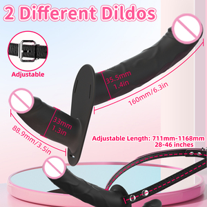 Vibratore Elettrico Indossabile a Doppia Testa a Forma di Pene Artificiale per Lesbiche, Giocattoli Sessuali Vibranti, Dildo con Cintura per Ragazze - Product Image 2