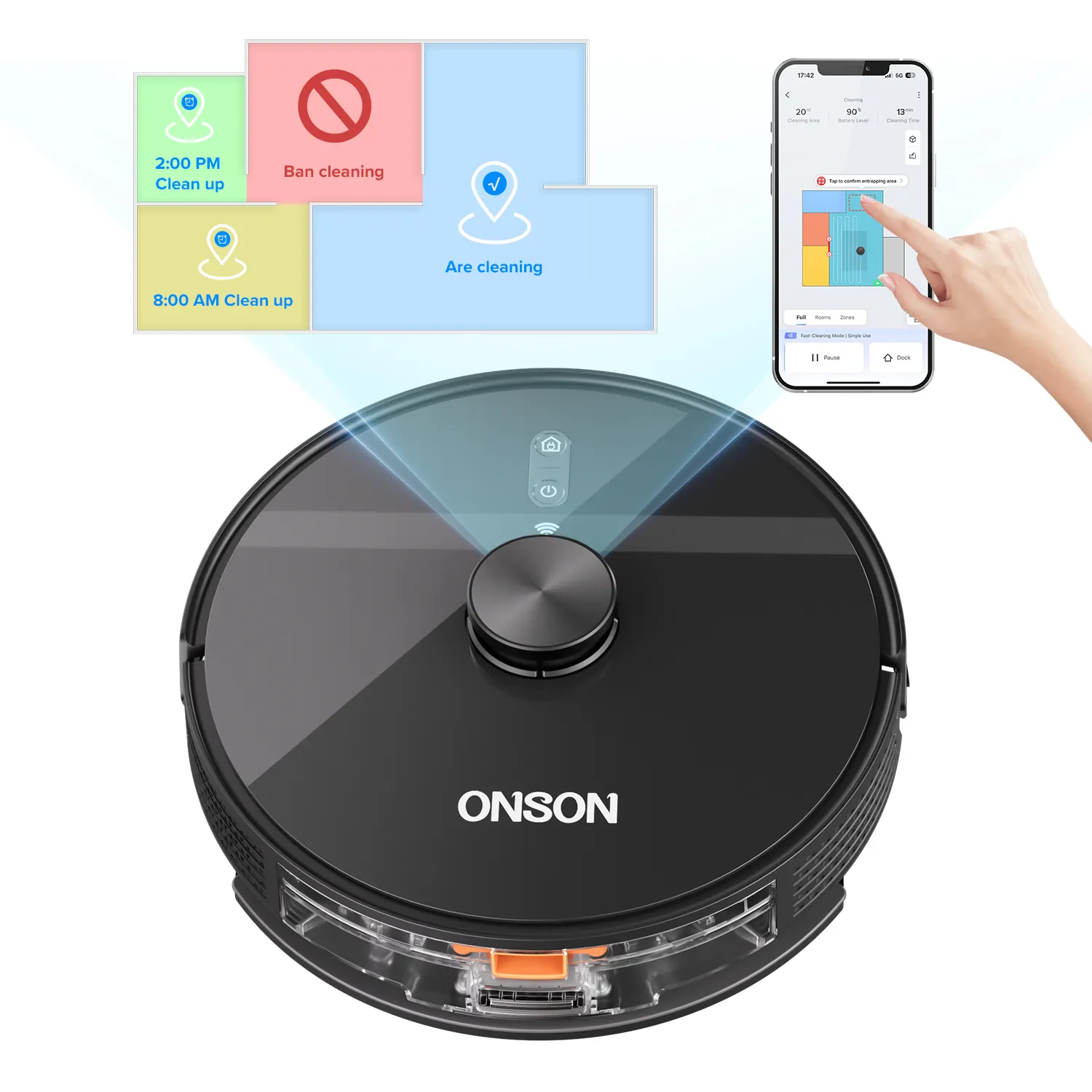 ONSON Real 3000Pa 4000Pa 5000Pa 10000Pa掃除機スマート家電ロボット掃除機モップウェット & ドライミキサー