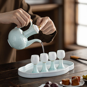 Juego de Decantador de Licor de Cerámica, 5 Piezas, Taza de Sake de Porcelana con Caja de Regalo, Estilo Chino, Regalo Empresarial - Product Image 3