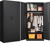 Armoire en acier robuste de grande capacité avec serrure de sécurité et étagères internes réglables pour chambre à coucher
