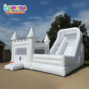 Château gonflable combiné pour mariage blanc, château gonflable à sauter et toboggan géant avec protection UV, imperméable, installation facile - Product Image 2