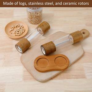 Ensemble de moulins à sel et à poivre en acrylique de qualité supérieure, moulins à sel et à poivre manuels - Salières en bois avec noyau en céramique réglable - Product Image 5