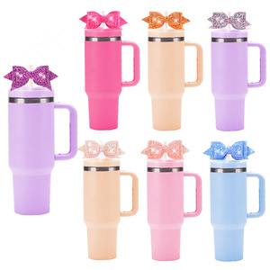 Gran oferta, adorno de paja de estilo, adorno de paja con lazo para Stan <span class=keywords><strong>Ley</strong></span>/Decoración de paja con lazo de vaso de lujo para accesorios de copa Stanley - Product Image 2