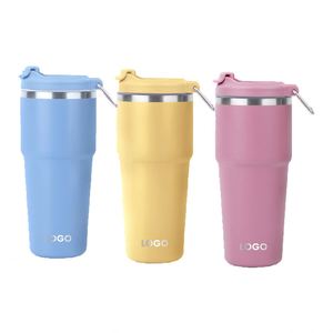 Gobelet isotherme portable en acier inoxydable avec logo personnalisé, paille rabattable, 25 oz, double paroi, isolation sous vide, maintien thermique 24-36 heures, sans BPA - Product Image 4