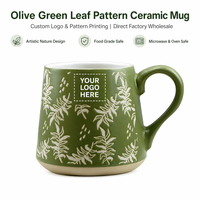 Mug en grès céramique conique 15oz, sans plomb ni cadmium, sans danger pour les aliments, compatible micro-ondes, vert olive, pour hôtels et resorts, personnalisable avec logo, OEM, ODM