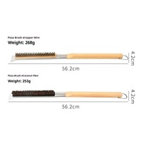 Brosse à four à pizza à long manche en fil de cuivre avec grattoir pour le nettoyage des fours à pierre, outil de nettoyage pour cuisine et boulangerie