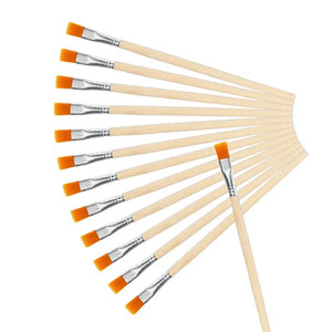 Piccolo manico in legno per bambini fai da te con pennello rotondo e piatto dettaglio acrilico pittura ad acquerello materiale artistico - Product Image 2