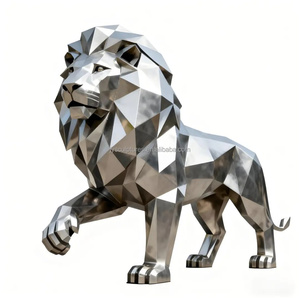 Scultura di Leone in Acciaio Inossidabile Geometrica Personalizzata Decorazione per Zoo e Musei (Servizio OEM/ODM) - Product Image 5