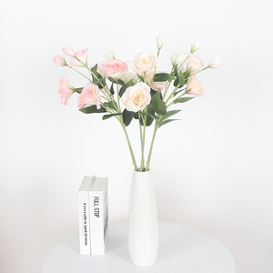 ดอกลิเซียนธัสประดิษฐ์สีขาวครีม สีชมพูแชมเปญ ดอกไม้ผ้าไหม ก้านเดี่ยว สำหรับตกแต่งงานแต่งงานและบ้าน - Product Image 3