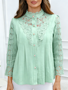 เสื้อชีฟองแขนยาวปักลายลูกไม้หรูหราสง่างามไซส์ใหญ่สไตล์ใหม่มาแรงประจำฤดูใบไม้ผลิ/ฤดูร้อน/ฤดูใบไม้ร่วงปี 2026 - Product Image 3