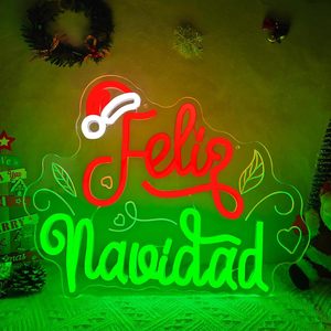 Feliz Navidad Joyeux Noël, lumière néon LED, décoration murale suspendue d'intérieur, enseigne lumineuse pour vitrine, lumière d'ambiance - Product Image 6
