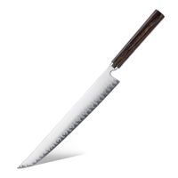 Couteau à sashimi de cuisine 10,5'' en acier inoxydable à haute teneur en carbone à 5 couches, couteau Sakimaru artisanal de qualité supérieure avec manche en bois de Ciricote