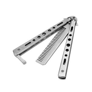 Pliable salon auto-défense peigne couteau papillon peigne <span class=keywords><strong>barbier</strong></span> barbe et moustache peigne avec couteau - Product Image 3