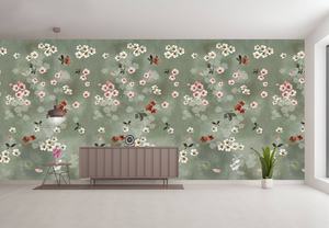 Papel pintado adhesivo de flor de almendro de estilo japonés patrón Floral 3D y Mural de pared extraíble para la decoración del hogar del dormitorio - Product Image 2