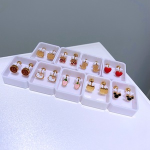 Hợp thời trang 18K mạ vàng thép không gỉ vít xoắn Tai xương Studs ngọt ngào dễ thương trẻ con phim hoạt hình động vật trái cây Thời Trang Bông Tai - Product Image 1