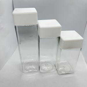 Bouteille en Plastique Carrée pour Jus de Limonade et Boissons Froides de 12/14/16 oz, avec Couvercle Vissé Noir ou Blanc, Vente en Gros - Product Image 5