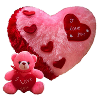Ours en peluche rose et rouge en forme de petit cœur pour la Saint-Valentin, rembourré en coton PP, coussin en fourrure, design personnalisé pour petite amie ou petit ami