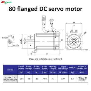 แรงดันไฟฟ้าต่ำ DC48V25A 3000RPM 1KW/1000W ชุดควบคุมเซอร์โวมอเตอร์ 3.2N.m ชุดไดรเวอร์เซอร์โวมอเตอร์ DC สำหรับเครื่องพิมพ์ 3D - Product Image 6