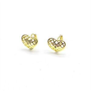 Heart Shaped <b>Clip</b> On Earrings Gold <b>Silver</b> Zinc Alloy Channel Setting Studs For Women Gift Fashion Jewelry - Product Image 5