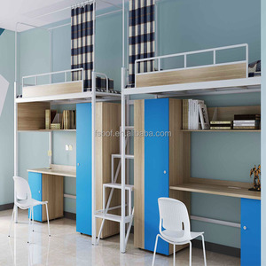 Muebles de Campus, litera de pared barata con armario, literas de metal para estudiantes adultos con escritorio de computadora, literas, juego de escaleras - Product Image 3