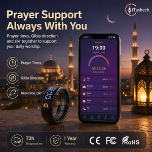 Bague de prière islamique intelligente professionnelle avec compteur de Dhikr vibrant et batterie rechargeable pour la dévotion et le culte - Product Image 1